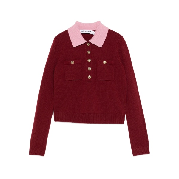contrast-collar polo top