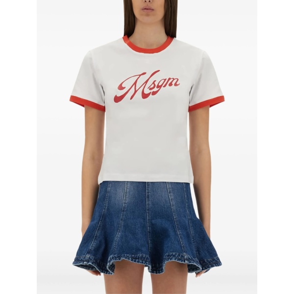 contrast-trim logo-print T-shirt