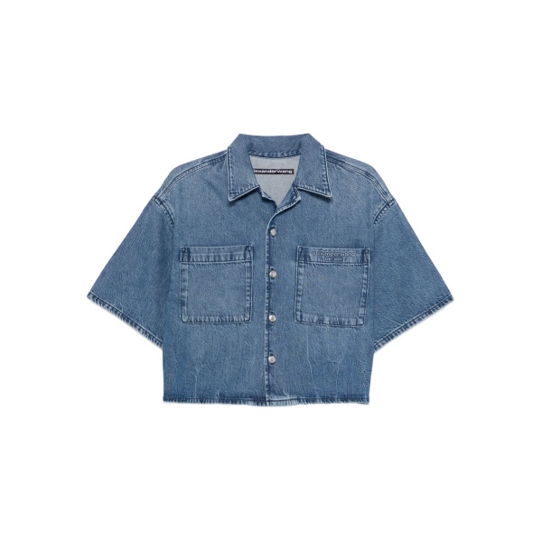 cropped denim shirt