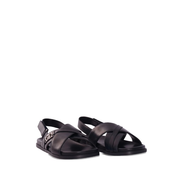 cross strap logo sandals