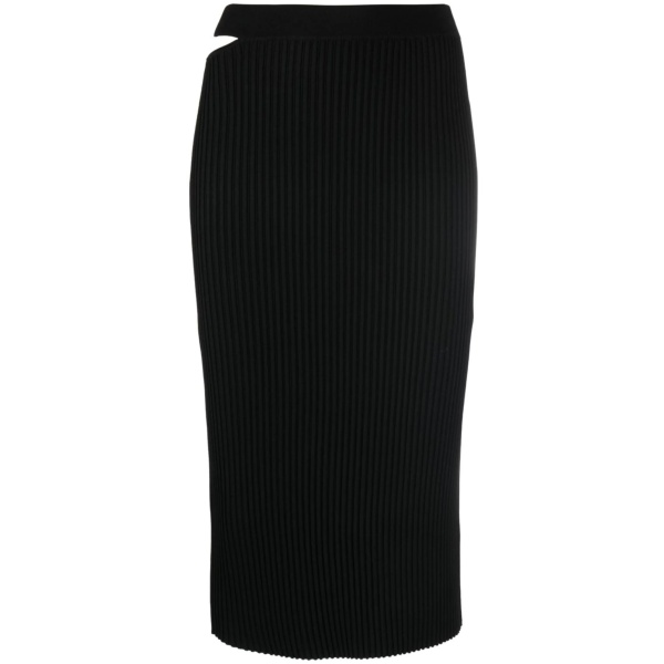 cutout-detail ribbed knit skirt