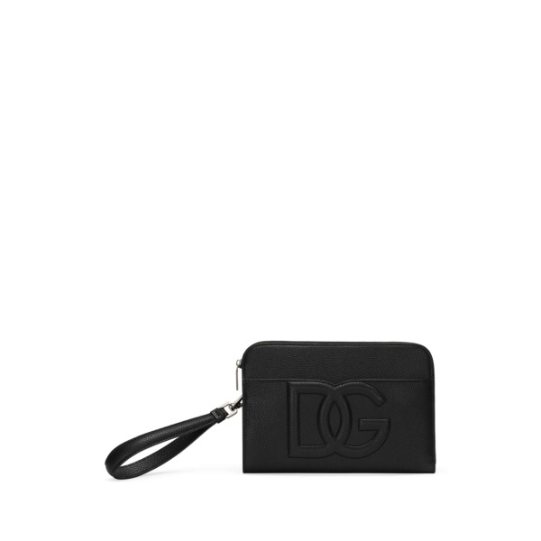 DG-embossed leather clutch bag