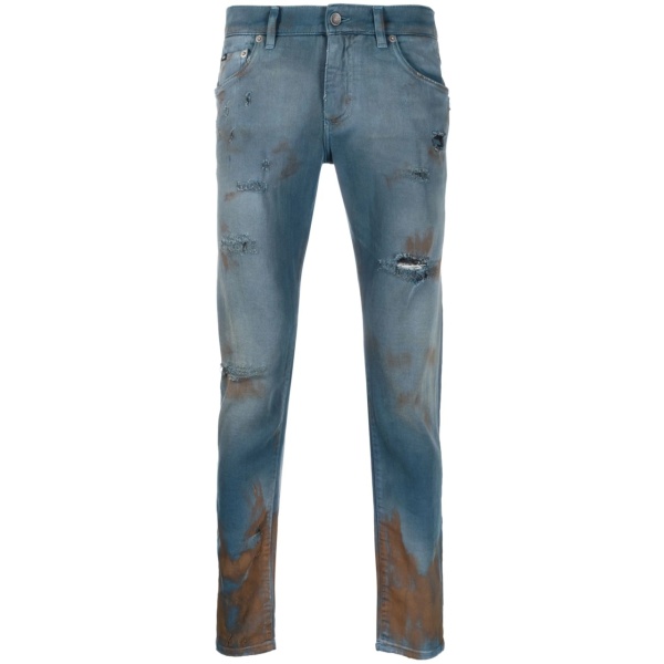 distressed straight-leg jeans