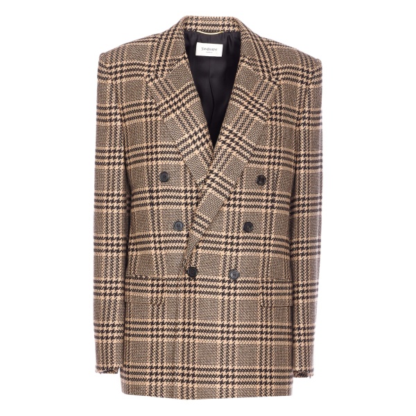 double-breasted check blazer