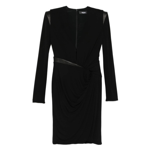 draped shoulder-detail dress