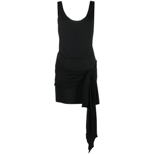 draped tie short dress