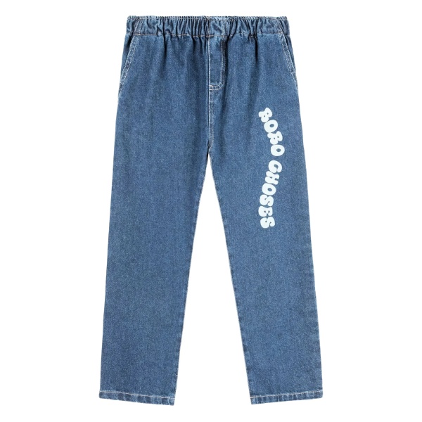 elastic-waist logo-print jeans