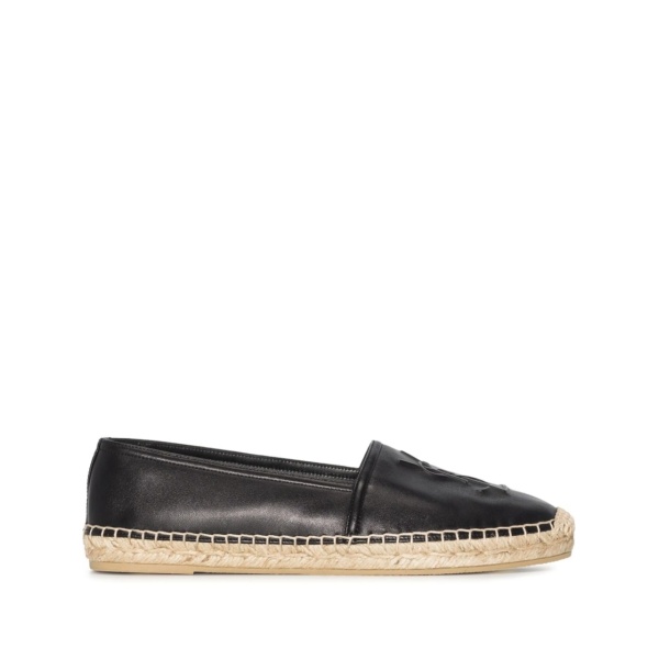 embossed-logo leather espadrilles
