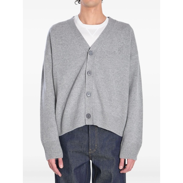 embroidered-logo button cardigan