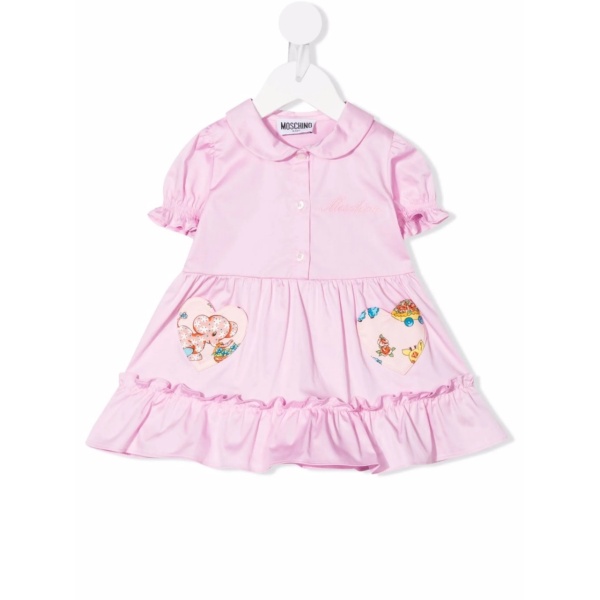 embroidered-logo heart patch dress