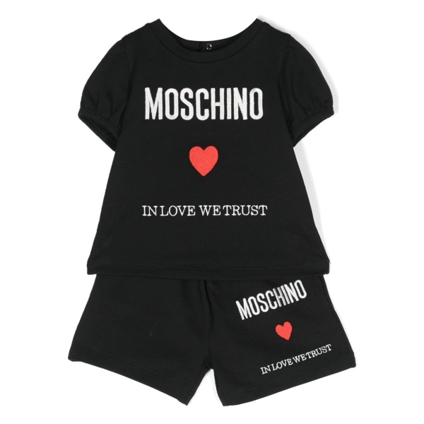 embroidered-logo shorts set