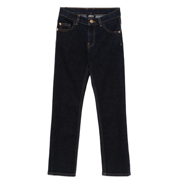 embroidered-print jeans
