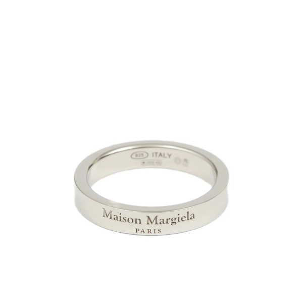 engraved-logo band ring