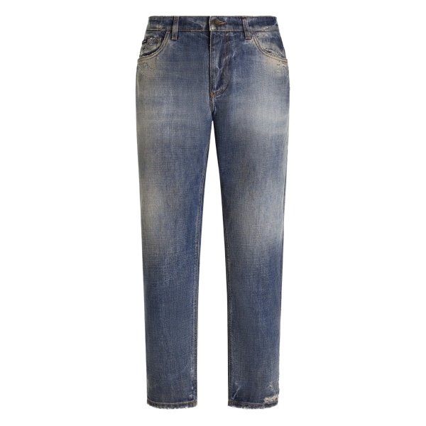 faded-effect logo-plaque jeans