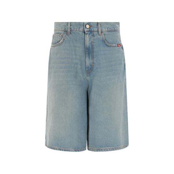 faded-wash wide-leg shorts