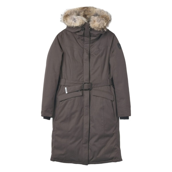 faux-fur hooded belted coat