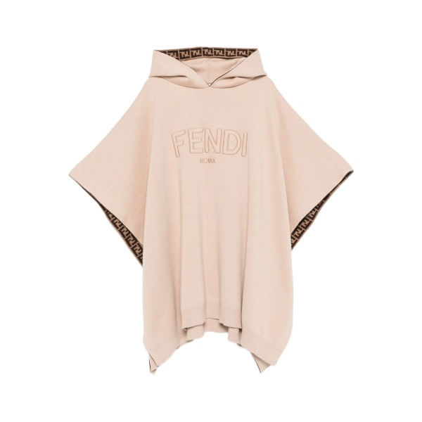 FF-motif hooded poncho