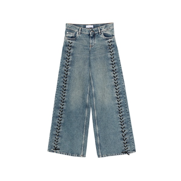 five-pocket belt-loop jeans