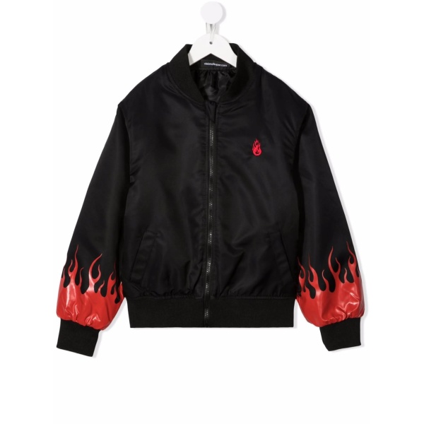 flame-print bomber jacket
