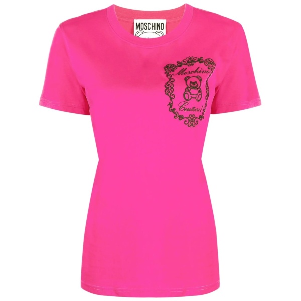flocked-Teddy logo T-shirt