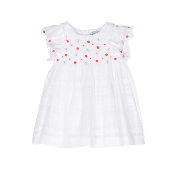 floral-embroidered pleated dress