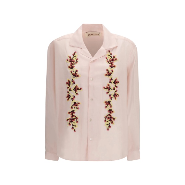 floral-embroidered shirt