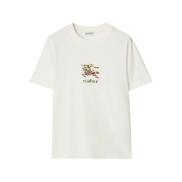 floral-embroidered T-shirt