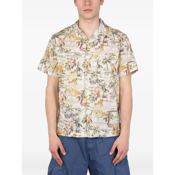 floral-print pocket shirt