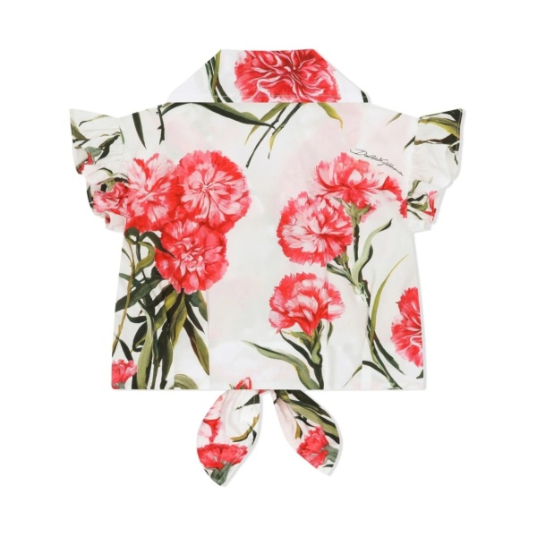floral-print ruffled blouse
