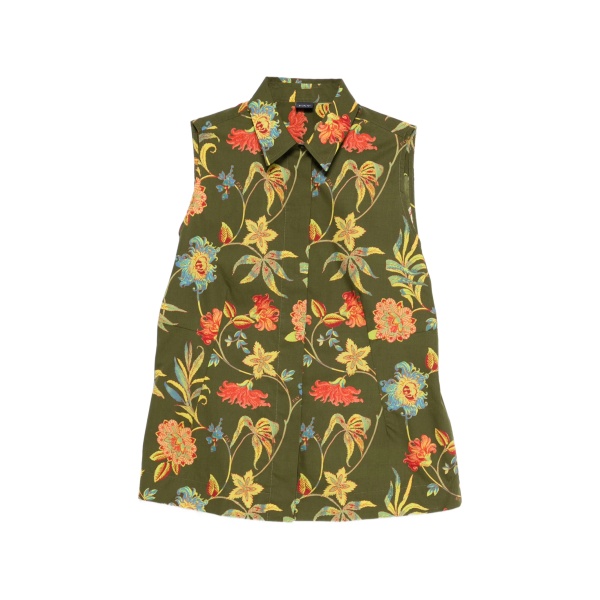 floral-print sleeveless shirt