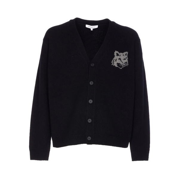 fox-head buttoned cardigan