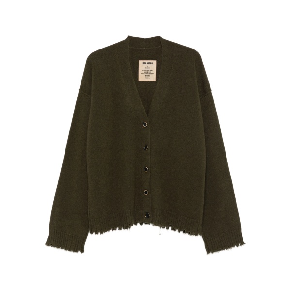 frayed buttoned cardigan