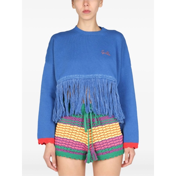 fringed long-sleeves sweater