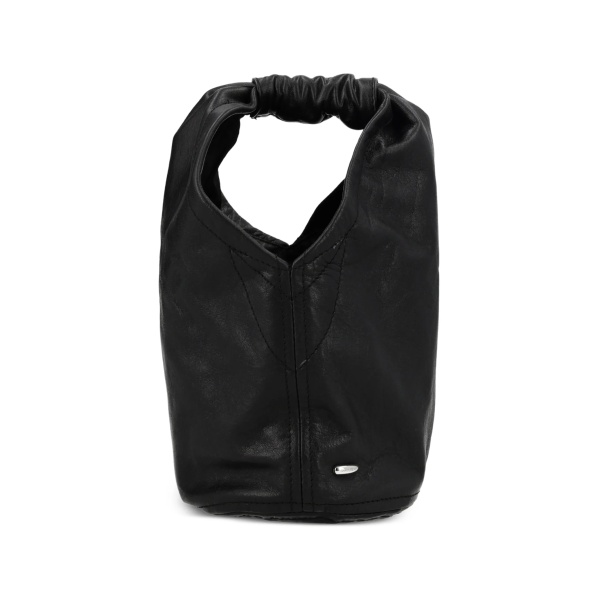 gathered leather tote bag