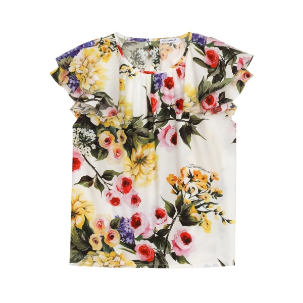 Giardino-print cotton blouse