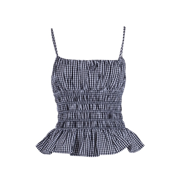gingham-pattern smocked top