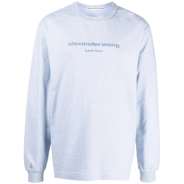 glitter-effect long-sleeve T-shirt