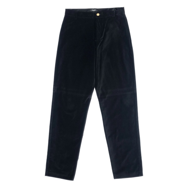 gold-button velvet trousers