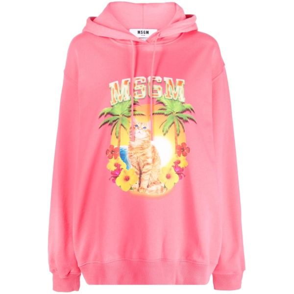 graphic-print cotton hoodie