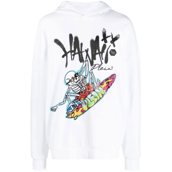 Hawaii-print cotton hoodie