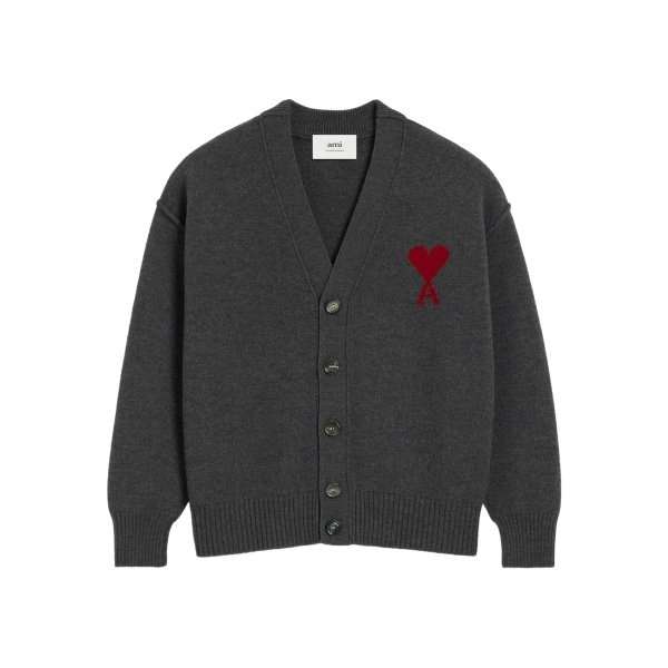 heart-intarsia wool cardigan