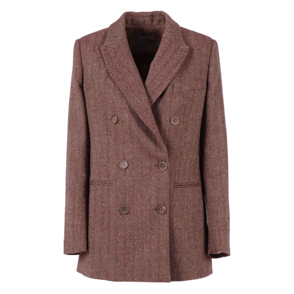 herringbone double-breasted blazer