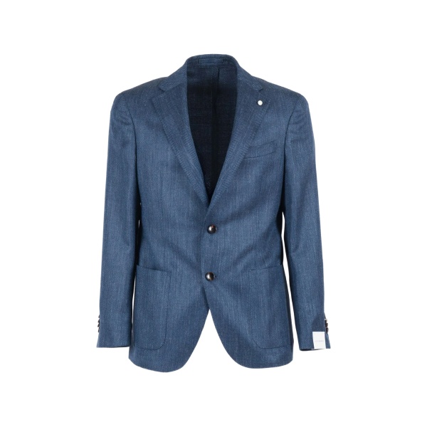 herringbone single-breasted blazer