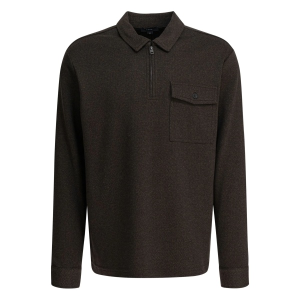 herringbone zipped pocket polo shirt