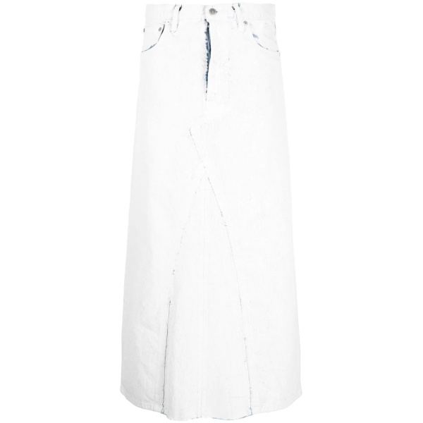 high-waisted denim skirt
