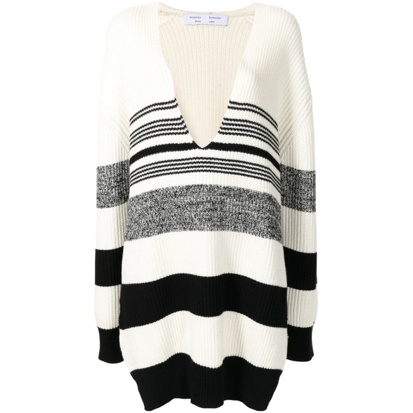 horizontal-stripe V-neck jumper