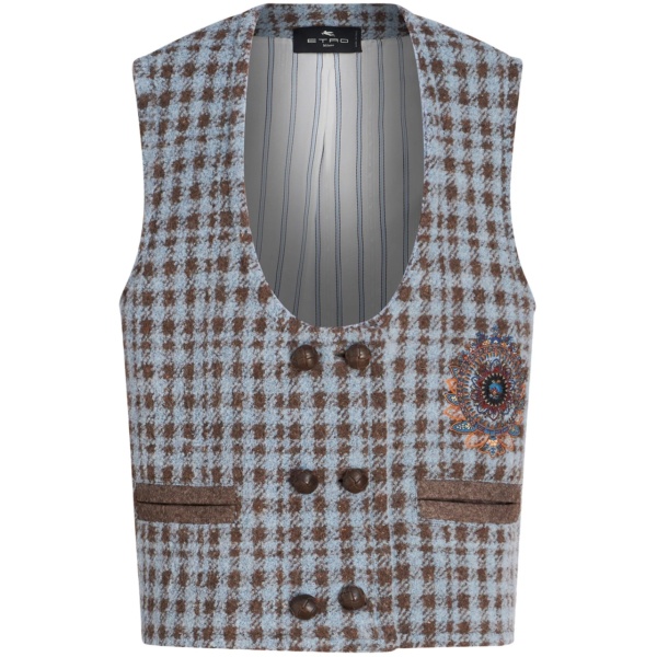houndstooth embroidered gilet