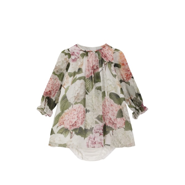 hydrangea-print chiffon dress