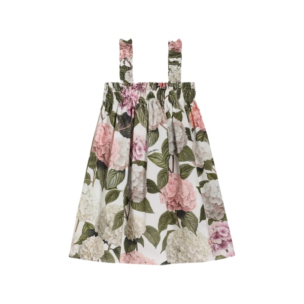 hydrangea-print poplin dress