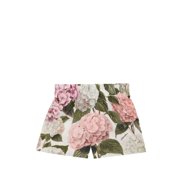 hydrangea-print poplin shorts
